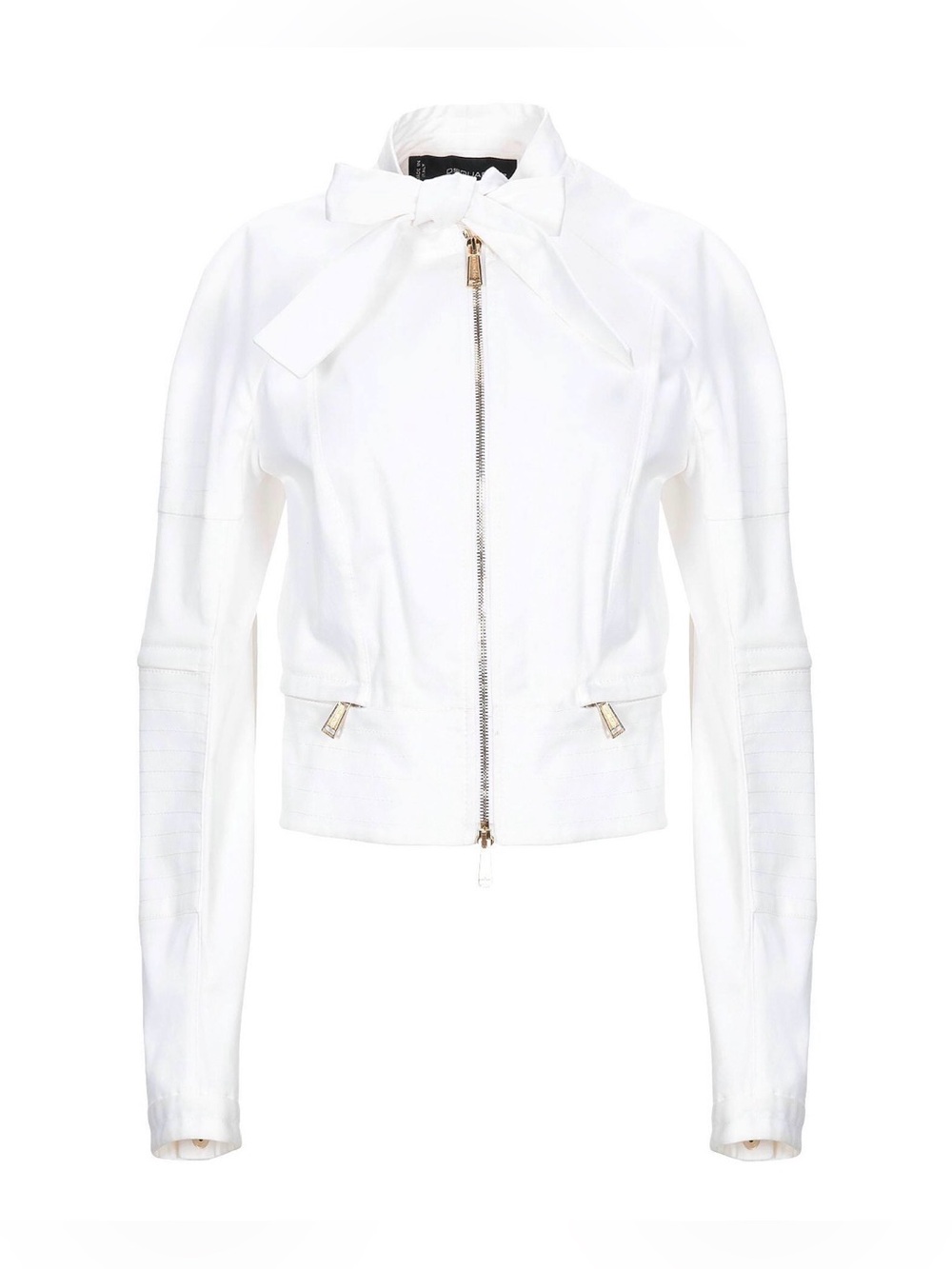 Dsquared2 White Women's Zip-Front Bow Collar Jacket